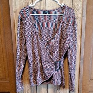 Apt. 9 Earthy Tones Wrap Sweater Size XL. Orange, Browns